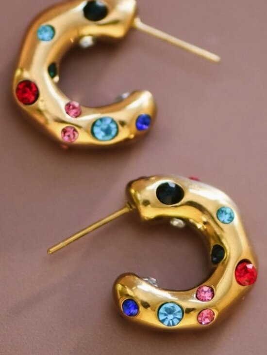Jewelry - NEW 18k Gold Plated Waterproof Stainless Steel Hoop Earrings